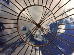 Blue sky through the yurt top