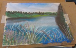 painting of a lake