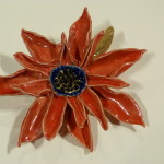 Red ceramic flower
