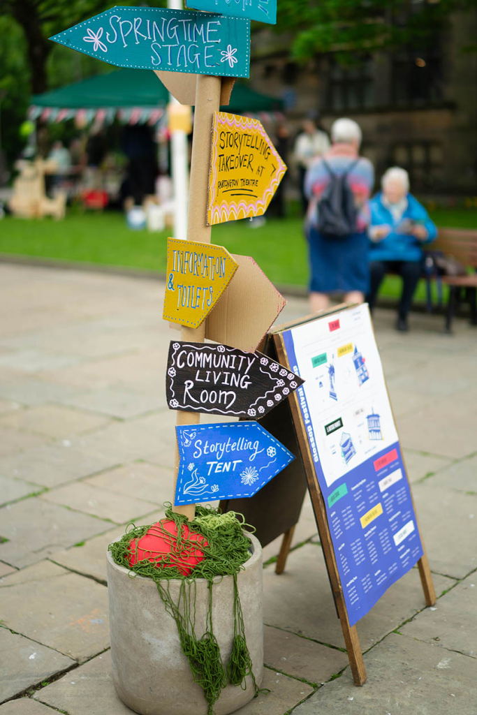 colourful signage at a festival